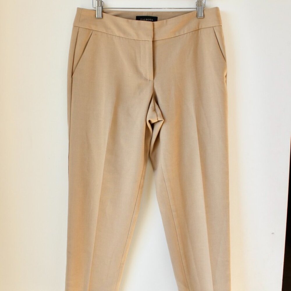 Talbots women's classic straight-cut beige dress pants 12P